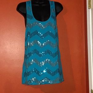 Turquoise Sequins Blouse